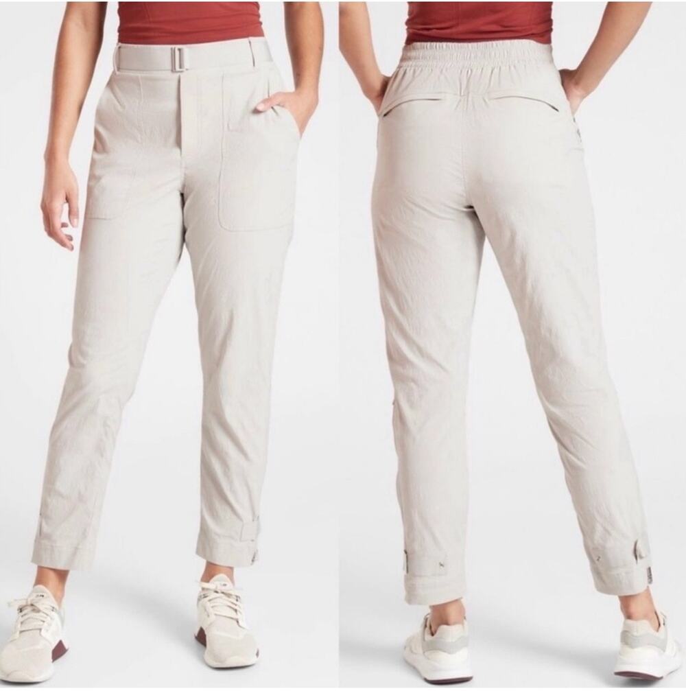 Athleta Pants Womens 8 Light Gray Trekkie Ripstop Hiking Pull On Nylon Camping